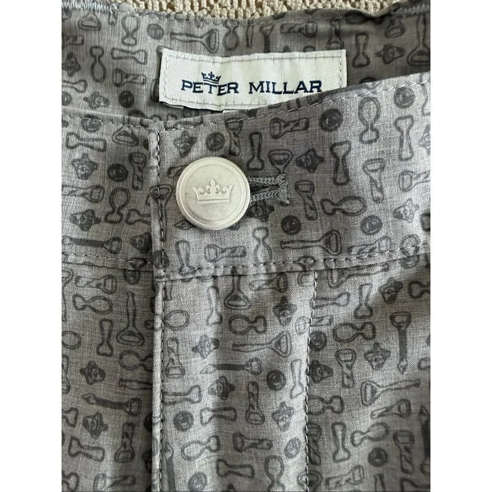 Peter Millar Shackleford Performance Shorts 36 Grey Bottle Opener Print